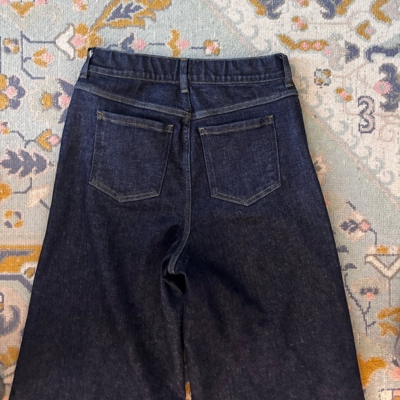SPANX EveryWear Raw‎ Indigo Dark Blue Wide Leg Pull On Jeans Medium - Picture 10 of 10